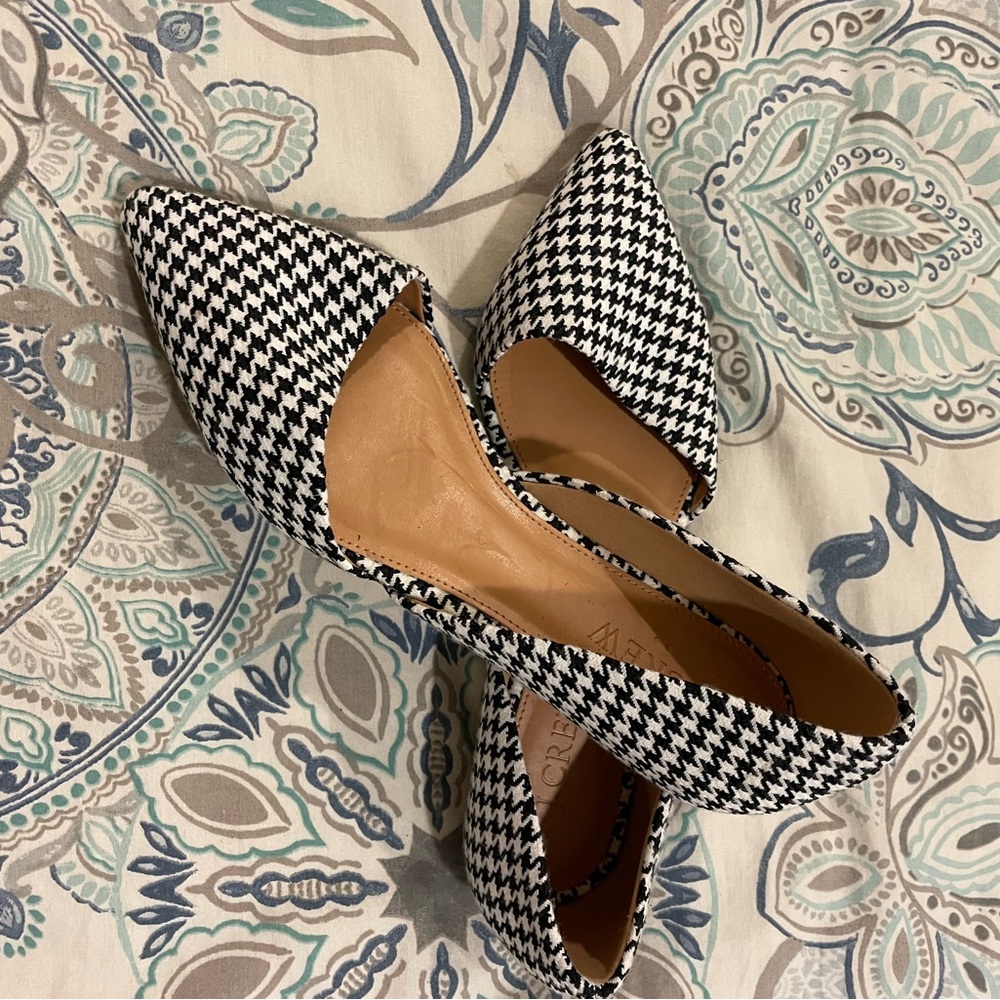 NWT JCrew Black and White Houndstooth Flats